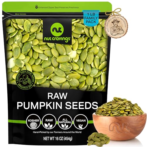 NUT CRAVINGS - Raw Pumpkin Seeds Pepitas (16oz - 1 LB) Unsalted, Shelled