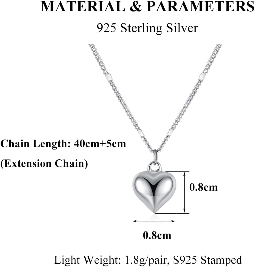 SLUYNZ Solid 925 Sterling Silver Love Heart Choker Necklace for Women Teens Simple Sweet Heart Pendant Necklace - Image 6