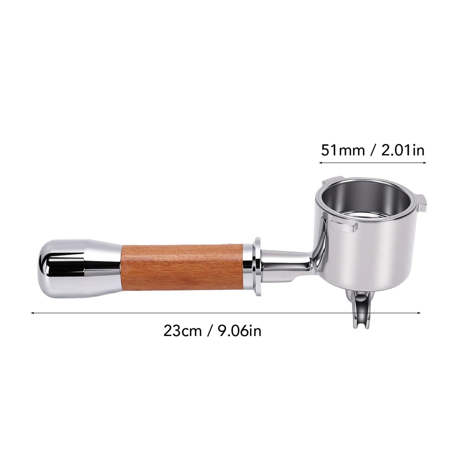 Portafiltro per caffè da 51 Mm, Manico in Legno di Noce (con