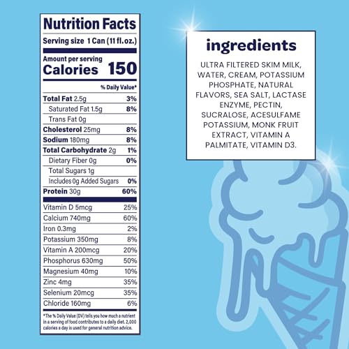 Image of Nurri - 30g Protein Ultra Filtered Milk Shake - Vanilla - Lactose Free, Low Sugar, 150 Calories, 10 Vitamins and Minerals - 11 fl oz, 12 Cans