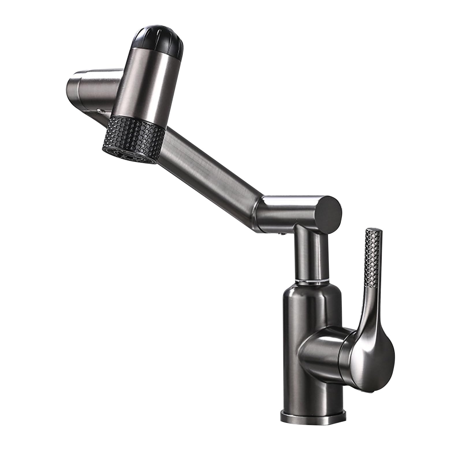 JRUIA Milky White Robotic Arm Bathroom Faucet, 360° Rotatable Stainless Steel Sink Faucet, Multiple Water Dispensing Modes,Grey