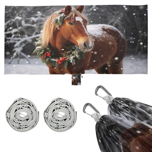 SDMKA Horse in The Snow Camping Hammock, 330 lbs with 2 Tree Straps, Carry Bag, Single Portable Hammock for Outdoor/Indoor, Hiking, Beach, Backpacking, Travel