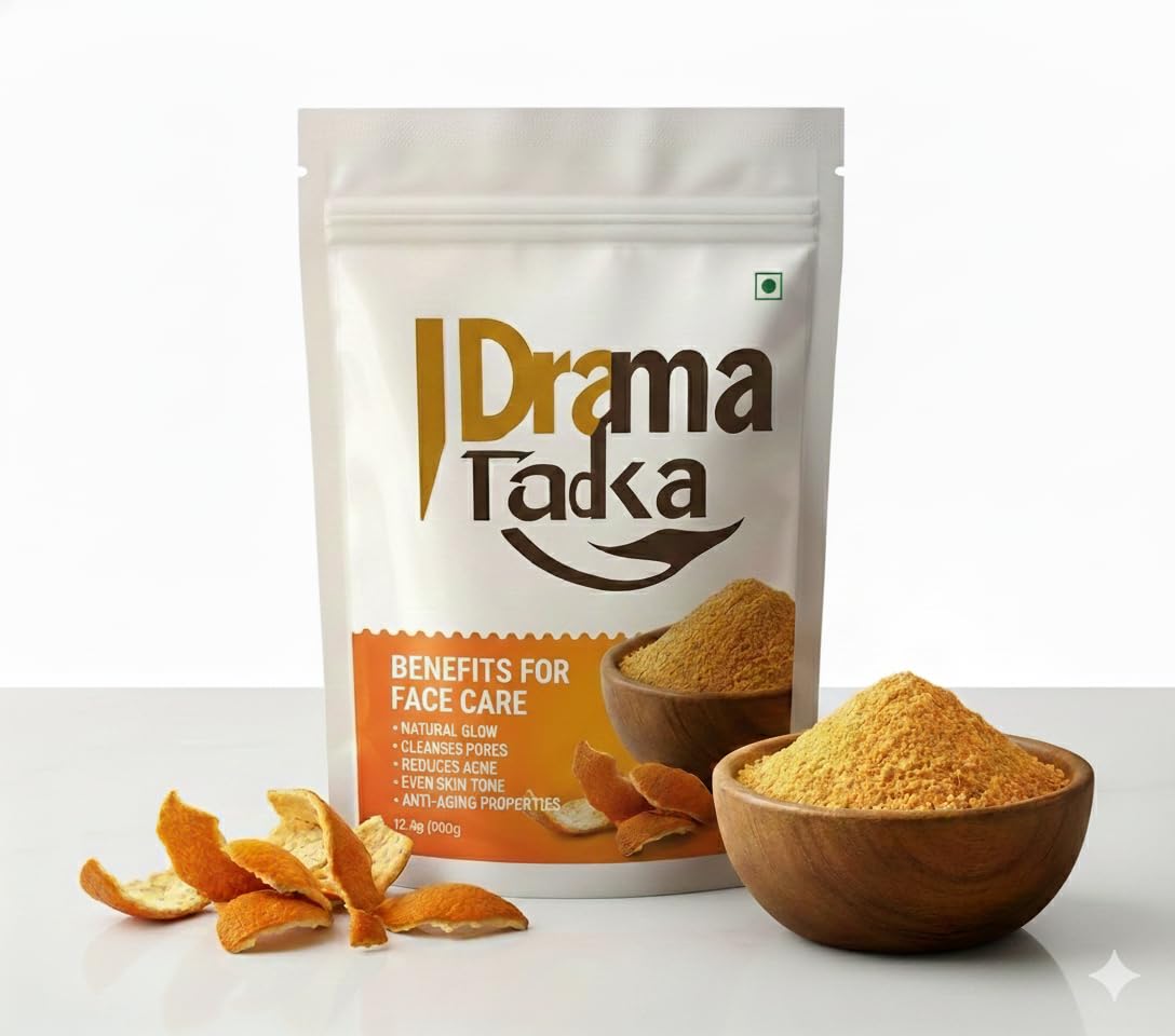 Drama Tadka Orange Peel Powder | 100% Pure & Natural | For Skin Brightening, Hair Care & Face Pack | Chemical-Free | Ayurvedic Herbal Powder for Beauty & Health (150g)