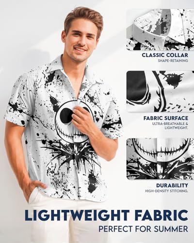 Image of 99TIMORO Fathers Film Button Down Shirt for Men, Funny Hawaiian Short Sleeve Top, Summer Beach Gifts