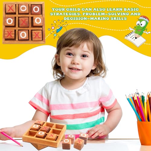 3 sets de juego de mesa Tic Tac Toe de madera clásico miniatura 7