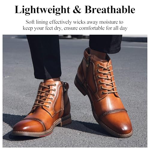 Image of Arkbird Men's Dress Boots Genuine Leather Cap Toe Ankle Boot with Side Zipper for Casual Business Formal Wear
