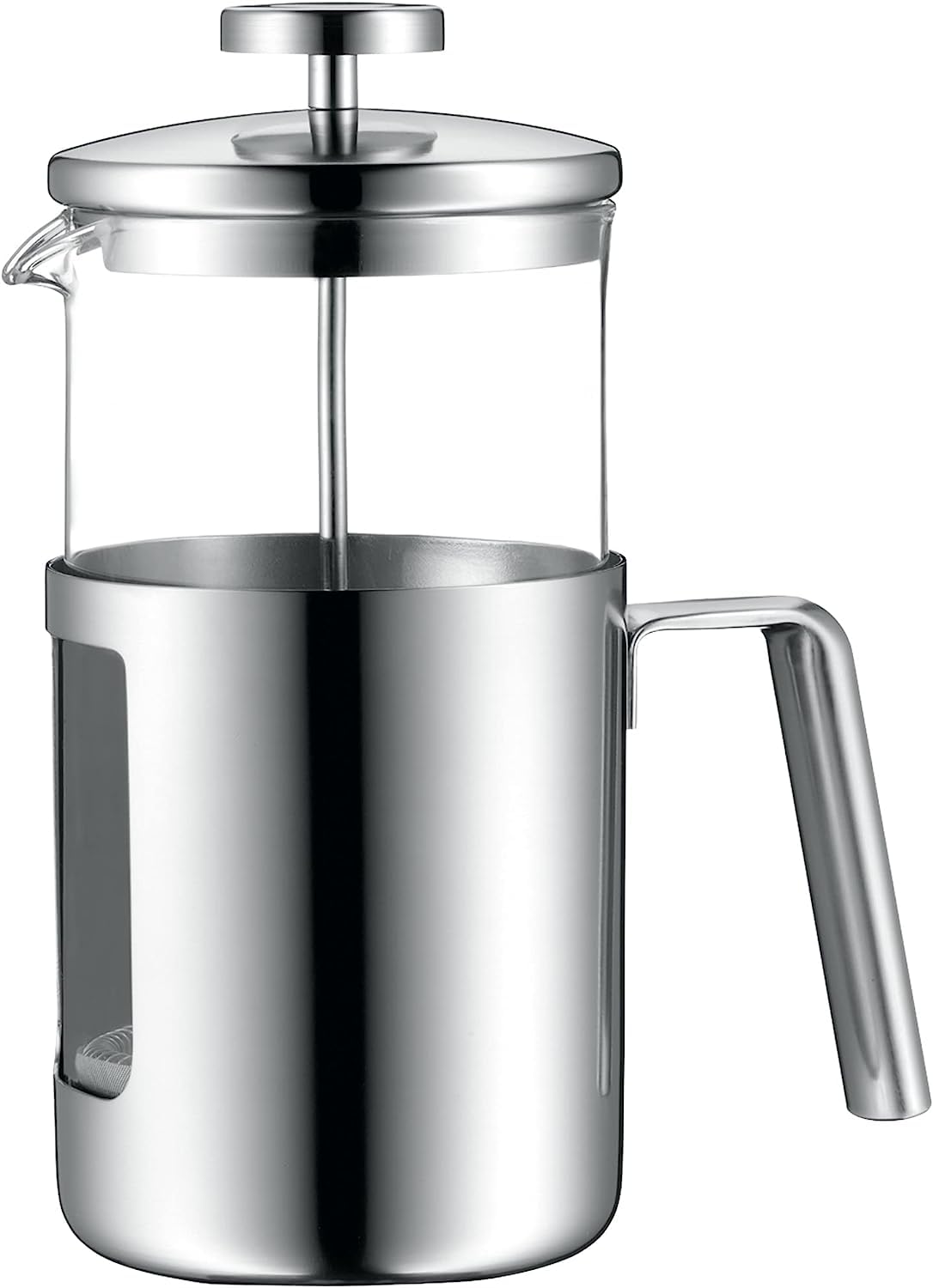 WMF Kult Coffeepress 1l, French Press, Kaffeebereiter für 6 Tassen, Glas, Cromargan Edelstahl mattiert, spülmaschinengeeignet
