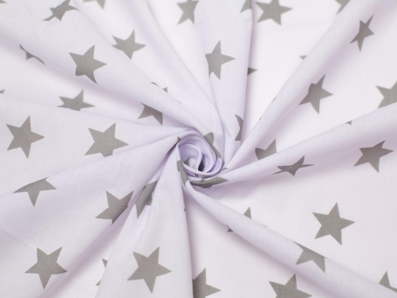 Minerva White & Light Grey Crafts Stars Print Polycotton Dress Fabric - Per Metre