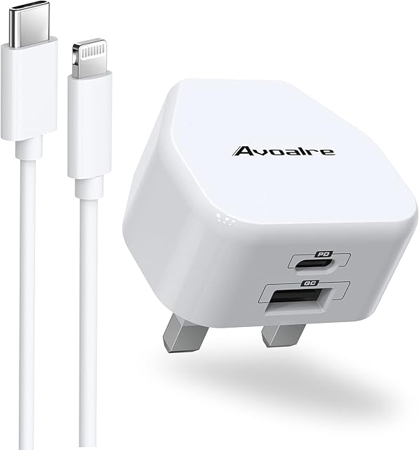 Avoalre iPhone Fast Charger Plug and Cable 20W USB C Charger Plug 2 Ports with A 2m USB C to Lightning Cable PD3.0 for iPhone 13 12 11 Pro Max Mini XR XS X SE 2020 8 Plus iPad Pro AirPods