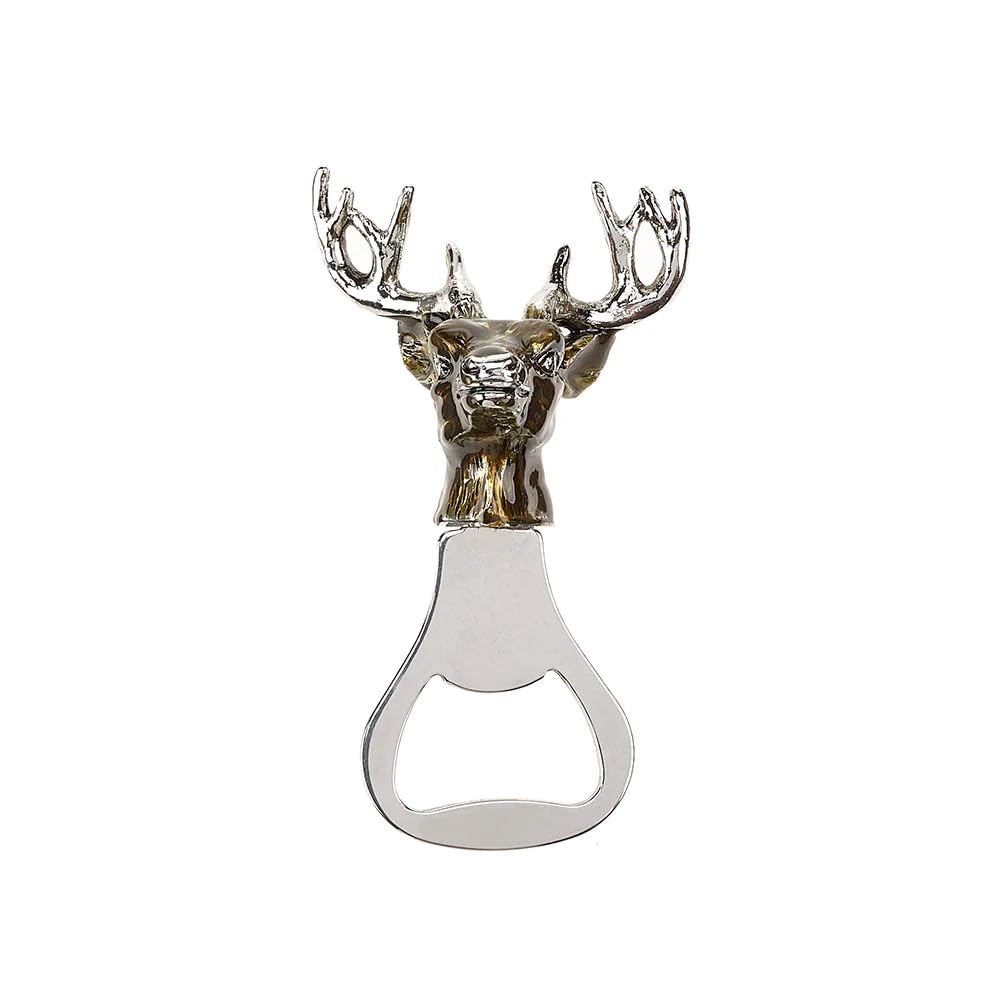 Décapsuleur en émail marron motif cerf idée cadeau pour homme