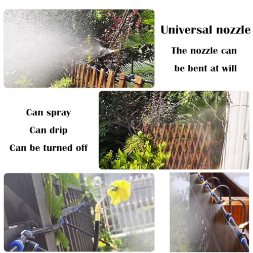 Zerstäubersprinkler, Dujelixa Universaldüse einstellbarem Sprühen/Tropfen/Schließen mit 8mm OD Schlauch, Sprühnebelsprinkler, Bewässerungssprühdüsen, Schnellsteck-Sprühkopf aus Messing (20 Stück)
