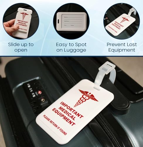 Image of CPAP Hose Holder & Bedside Organizer with T-Style Hook, Luggage ID Tag & Dust Cover - Nightstand CPAP Mask Hanger Stand for Tubing, Mat & Supplies - T-Hook + Luggage Tag