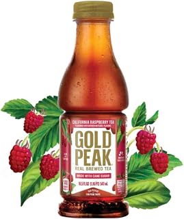 Gold Peak California Raspberry Iced Tea, 18.5 fl oz Bottles, 12 Pack - Refreshing Real Brewed Flavor