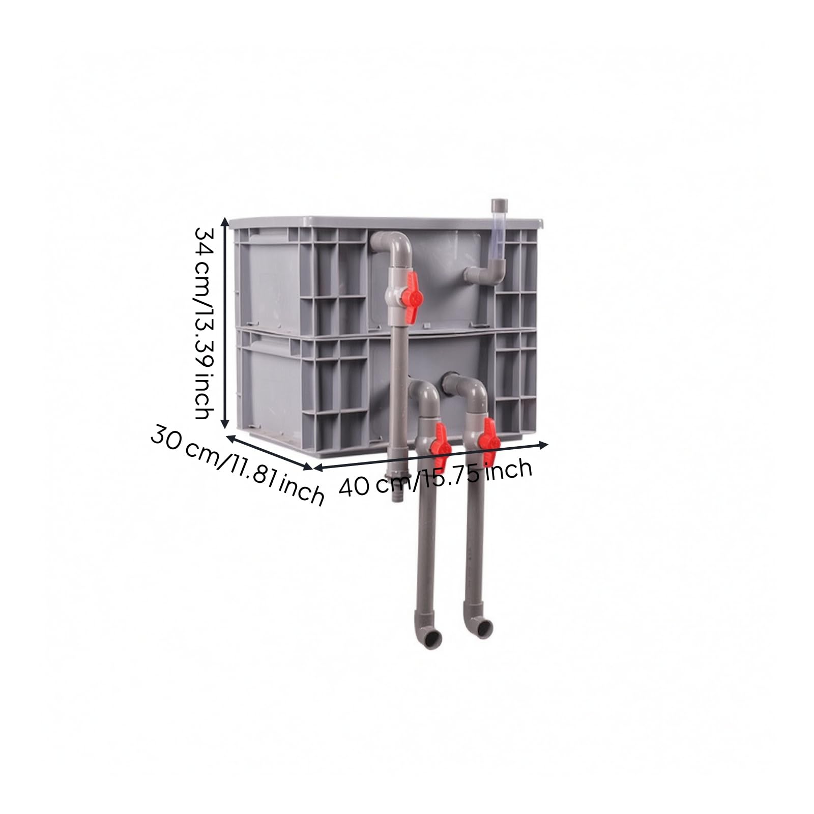 Aufsatzfilter einstellbar Filtergehäuse mit Ventilen regelbar Filterbehälter für Aquarianer, Heimwerker, Fischbecken, Mittel, 2 Schichten 40x30x34cm