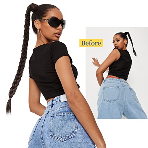 Yogfit 2Pcs Diy Braid Ponytail Extension, Long Straight Wrap Around Ponytail Hair Extensions Natural Soft Synthetic Hairpieces For Women Daily Wear thumb #2