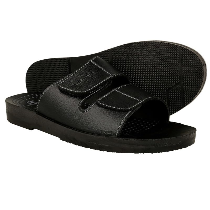 Image of AEROBLU Comfortable Flat Slippers for Men | Dual Adjustable Velcro Strap | Anti SKid & Lightweight Slip-On Flats for Indoor & Outdoor use