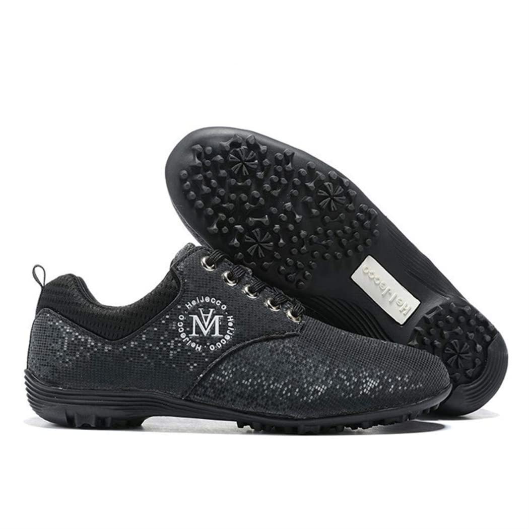 WJFGGXHK Ladies Golf Shoes, Waterproof Golf Sneakers Outdoor Anti-Slip Walking Trainers for Women Boys,Black,35 EU
