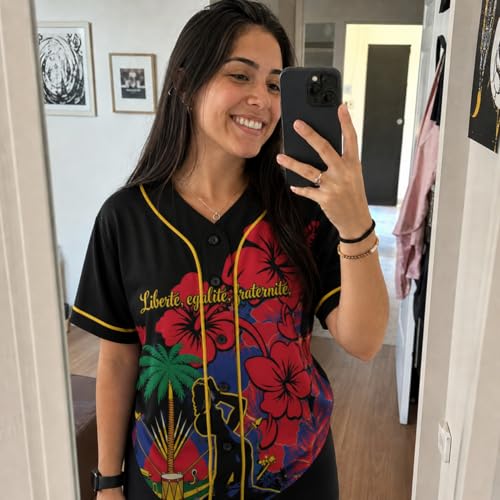 Custom Haiti Flag Baseball Jersey - Personalized Haitian Pride Shirt Name & Number - Men Women Softball Uniform Team Gift miniatura 2