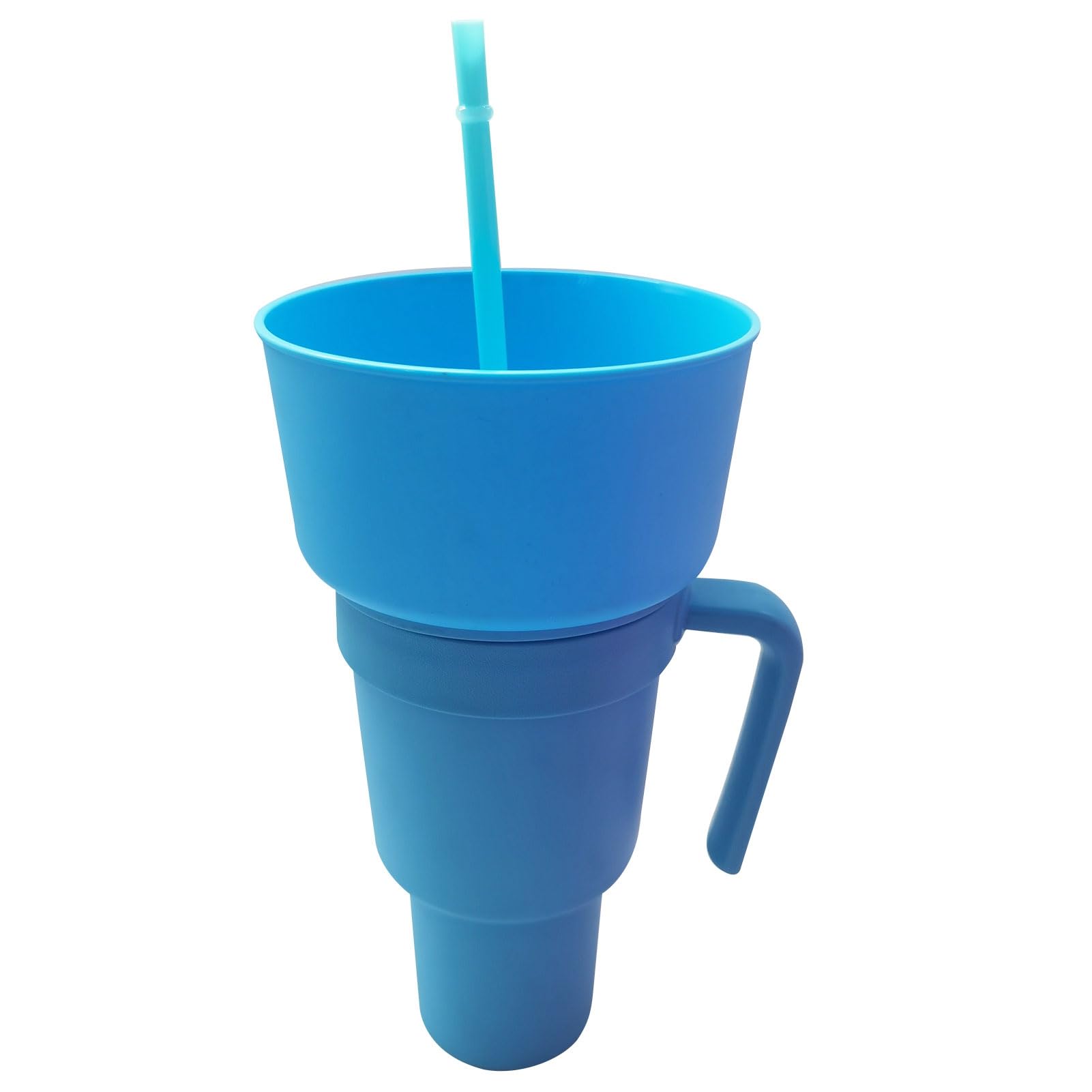 ZTGDSnack and Drink Cup, Cup Bowl Combo with Straw, Stadium Tumbler-32oz Color Changing Stadium Cups for Cinema, Top Bowl for Popcorn French Fries Snacks and Cup for Hold Cola Drinks Blue