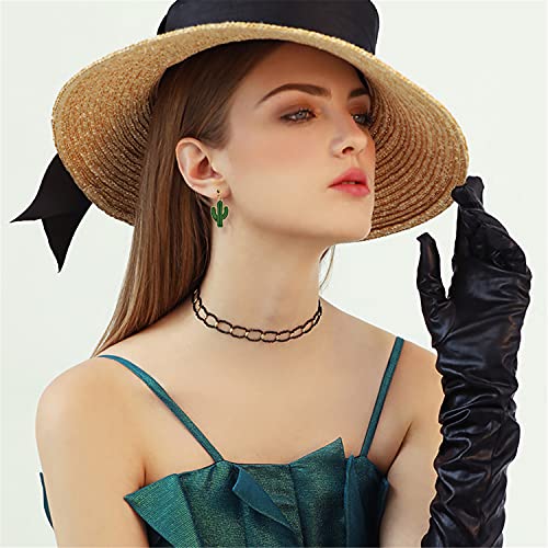 3 Pairs Unique Handmade Lightweight Funny Green Enamel Plant Cactus Dangle Drop Earrings Sets for Women Sweet Creative Potted Plant Stud Earrings4