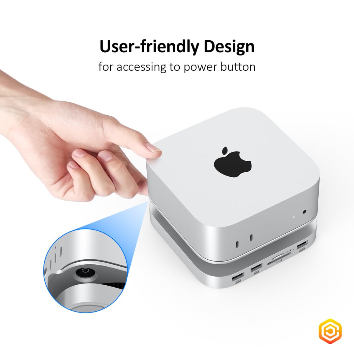 Casecentive Mac Mini M4 Dock mit Dual-HDMI (4K@60Hz) für Dual-Monitor-Setups, 10Gbps USB-Ports, 8TB M.2 NVMe SSD-Slot, SD/TF UHS-II Kartenleser & Aluminium-Kühlstand – Kompatibel mit Mac Mini M4/M4 Pr