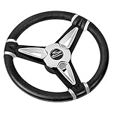 SupplyMount PU501404 - Aftermarket Replacement PU50 14 Inch Wheel - Chrome Cap and Spoke Inserts - Black Spokes - 3/4 Inch Tapered Shaft Compatible with Schmitt Marine