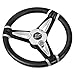 Schmitt & Ongaro PU50 14" Wheel - Chrome Cap & Spoke Inserts - Black Spokes - 3/4" Tapered Shaft