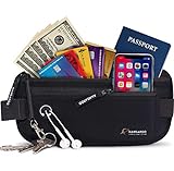 Premium Money Belt for Travel - RFID Blocking Hidden Wallet with Coil Cord Keychain