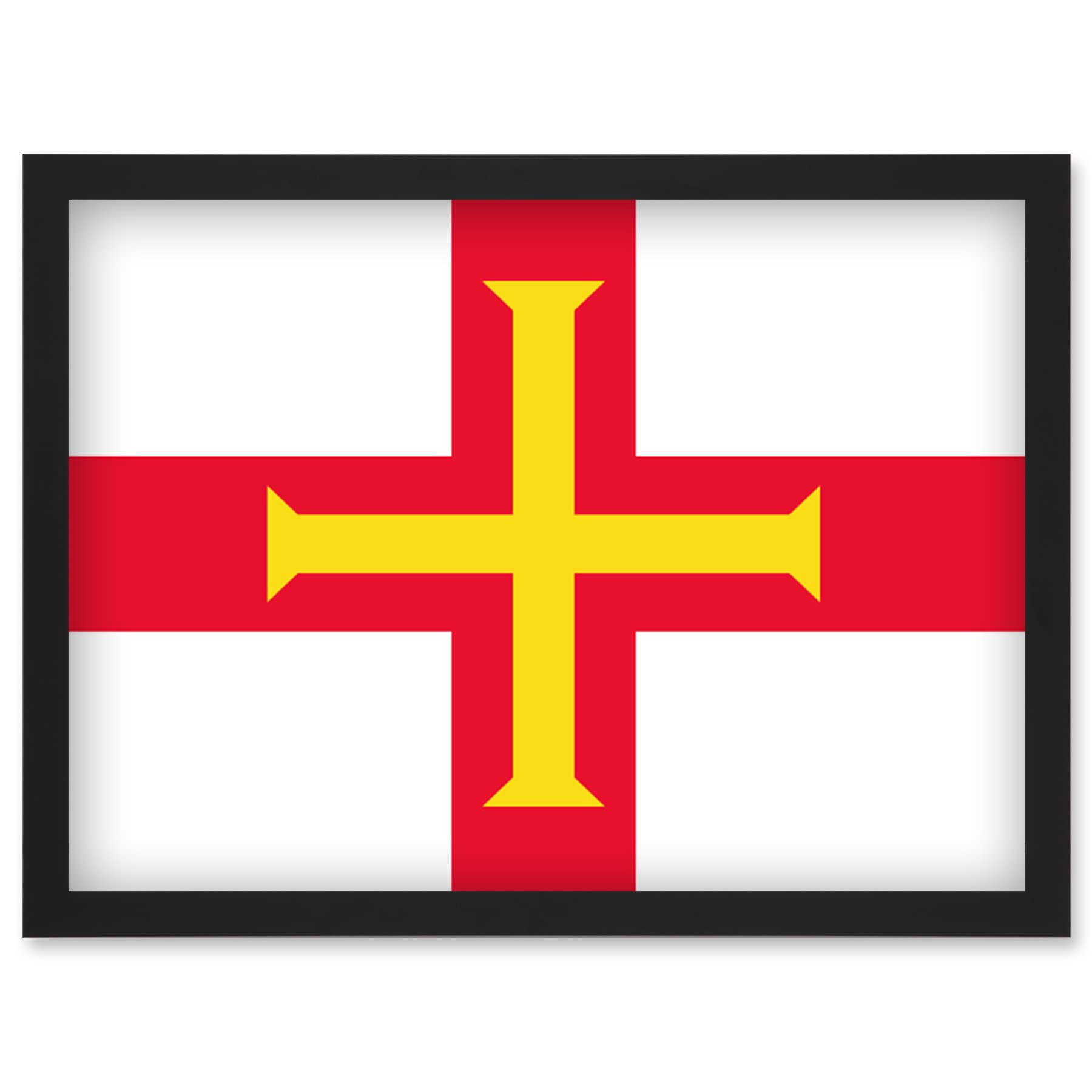 Artery8 Guernsey National Flag Patriotic Vexillology World Flags Country Region Poster Artwork Framed Wall Art Print A4
