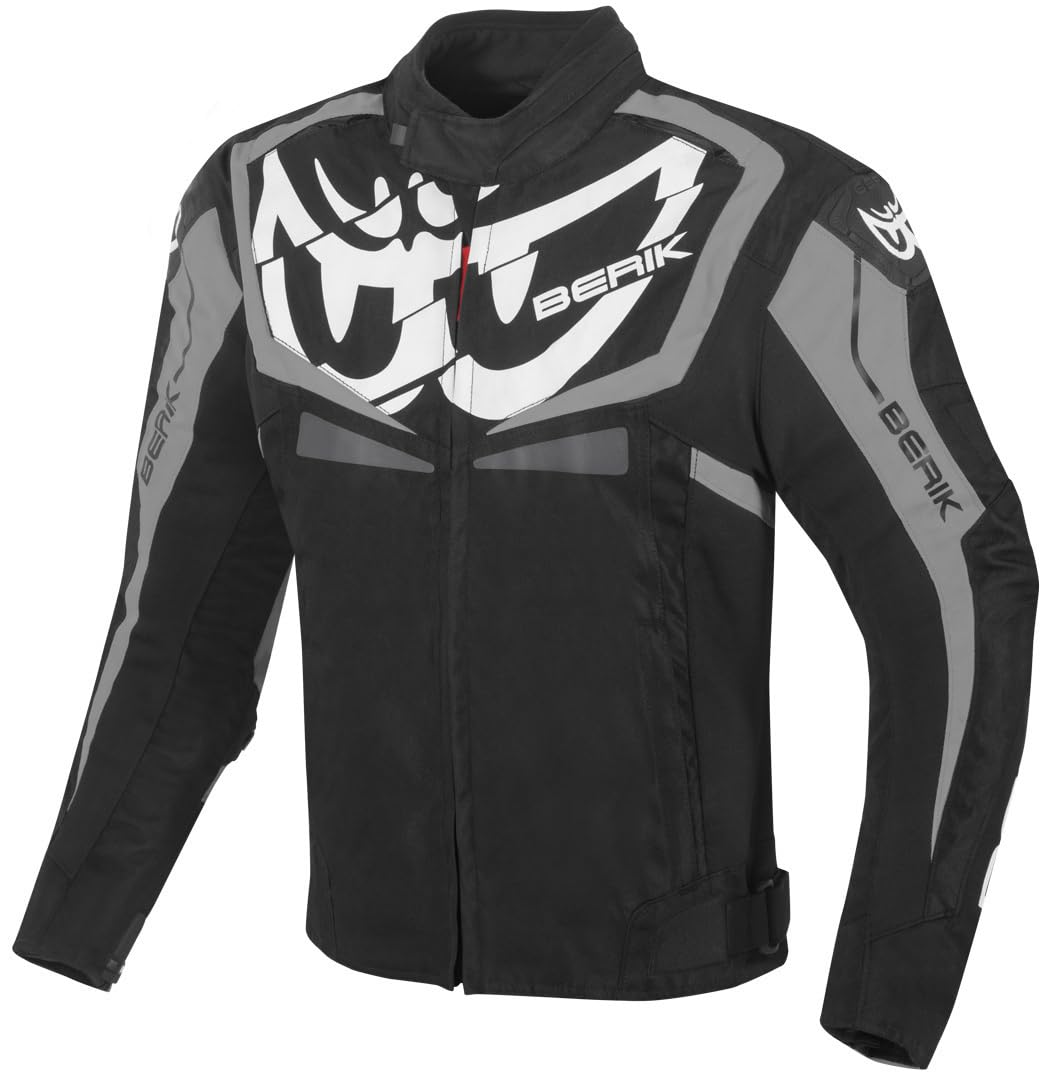 Berik Radic Evo wasserdichte Motorrad Textiljacke, schwarz/weiß/grau, 52