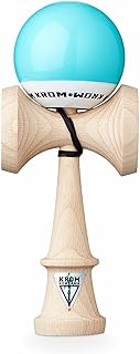KROM Original Kendama Made of Wood for Beginners and Advanced - POP LOL Light Blue - Skill Game for Outdoors and Indoors - Wooden Toy with String and Ball