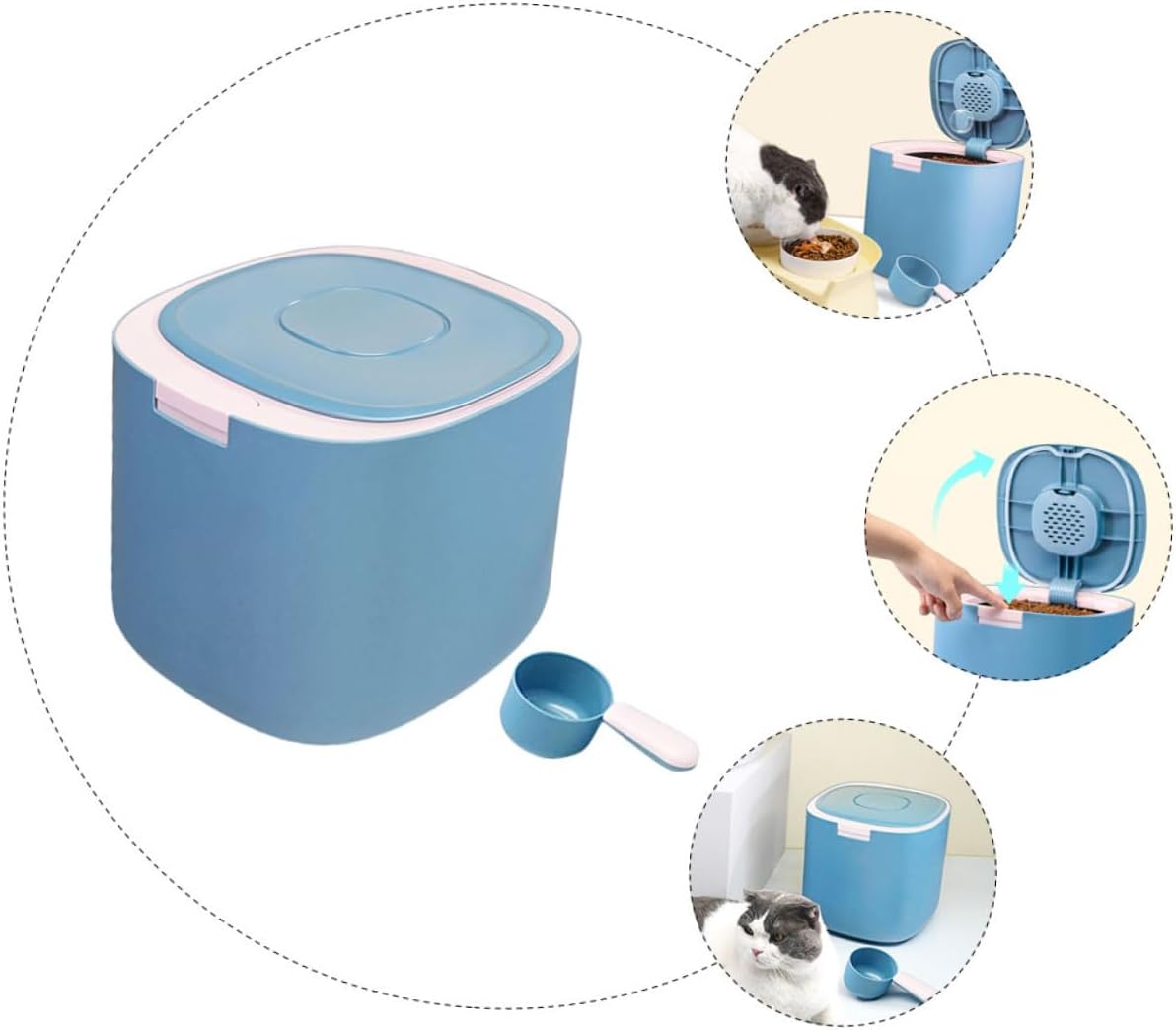 Wakauto 11l Sealed Pet Food Storage Bucket Moisture-proof Dog and Cat Food Container with Lid, Sturdy Grain Storage Bin for Home and Travel
