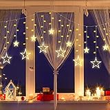 Koicaxy Sterne Lichtervorhang LED Kugel 12 Sterne 138 LED Lichtervorhang, Weihnachtsbeleuchtung mit 8 Modi und Timer für Weihnachten,Hochzeit, Garten,Geburtstagsfeiern, DIY Haus Mantel Dekoration