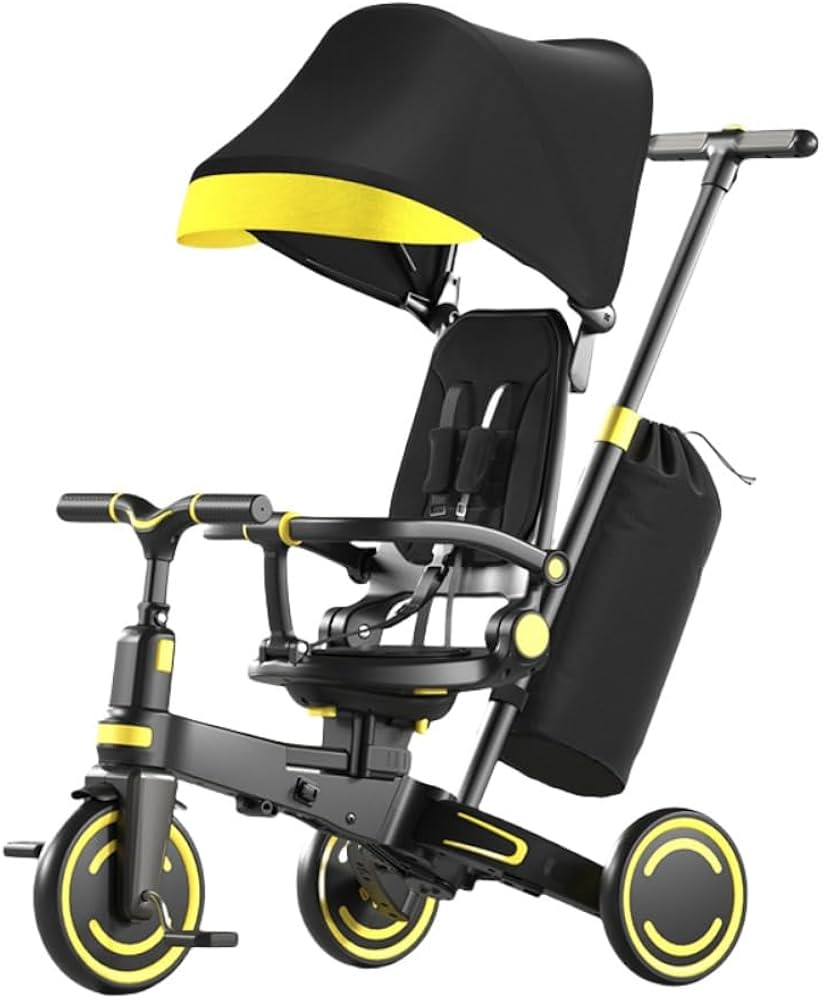 子供三輪車 ベビーカー折りたたみ 手押し棒付き 乗用玩具 超軽量