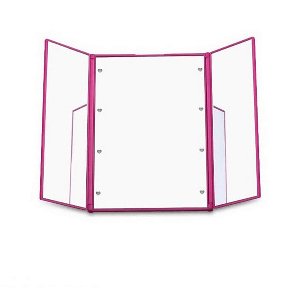 FLYIODFCXV Cosmetic mirror, Portable LED Light Makeup Mirror Vanity Lights Compact Make Up Pocket Mirrors Cosmetic Hand Folding Led Lamp(Pink)