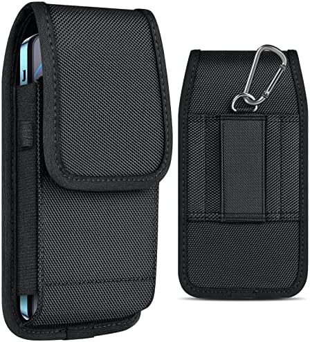 ykooe Cell Phone Pouch Nylon Holster Case with Belt Clip Cover Compatible with iPhone 12, 12 Pro, 11, 11 Pro, 13, 13 Pro, Max, XR X 6 7 8 Plus Samsung Galaxy S22 S20 S21 FE Ultra S10+ S9 A13 A01, XL
