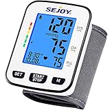 Blood Pressure Monitor, Wrist Cuff Automatic Digital BP Machine, Pulse Rate Monitoring Meter, Large Backlit Display, Batteries Included