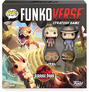 Funkoverse: Jurassic Park (4 Pack Exclusive Funko POP! Figures) Light Strategy Board Game For Children And Adults (Ages 10+) Ideal for 2 - 4 Players - Funko 46066