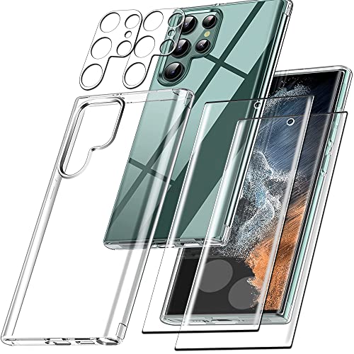 新登場耐衝撃 反射低減 強化ガラス HD高透過率 傷に強い 耐指紋 硬度9H 指紋防止 露出オーバー防止 撥油性 日本AGC 透明 クリア TPU 薄型 軽量 Galaxy S22 Ultra