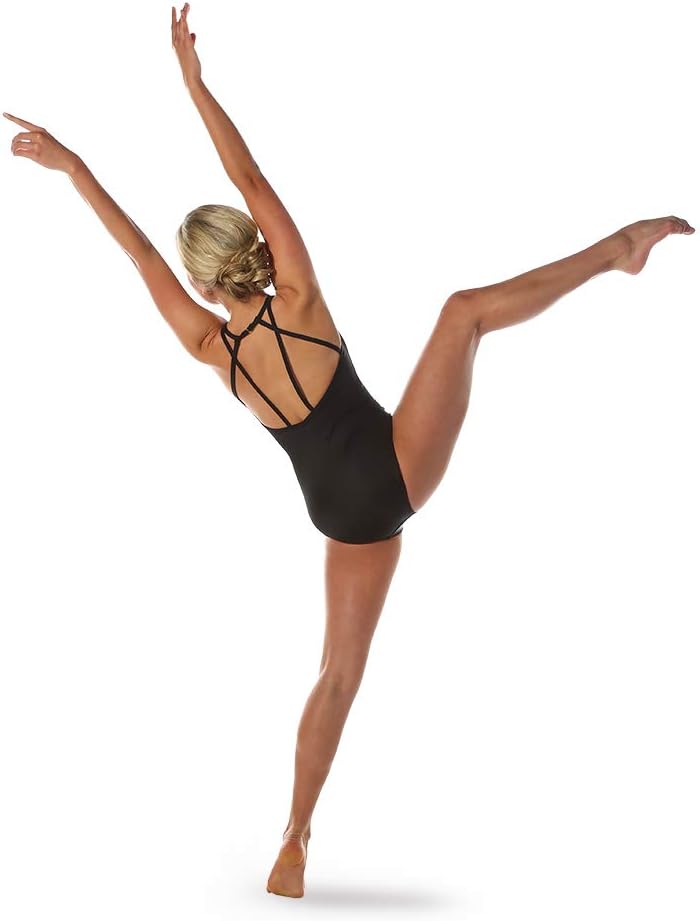 Alexandra Collection Youth Girl's V-Neck Criss Cross Back Strap Leotard Body Suit