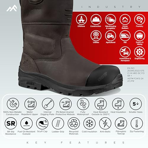 Bottes de sécurité imperméables Rock Fall avec isolation thermique