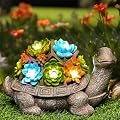 GIGALUMI Solar Garden Statues Turtle Figurine Lights for Outside, Yard Decorations Outdoor, Garden Decor Unique Birthday Housewarming Gifts for Mom, Women for Mothers Day
