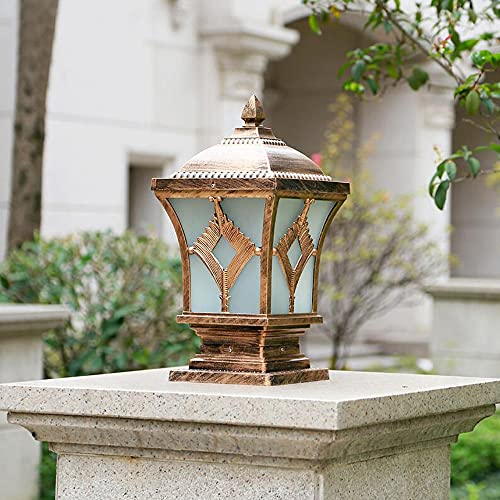 Lámparas de columna de bronce impermeables para exterior, jardín y poste de luz 5