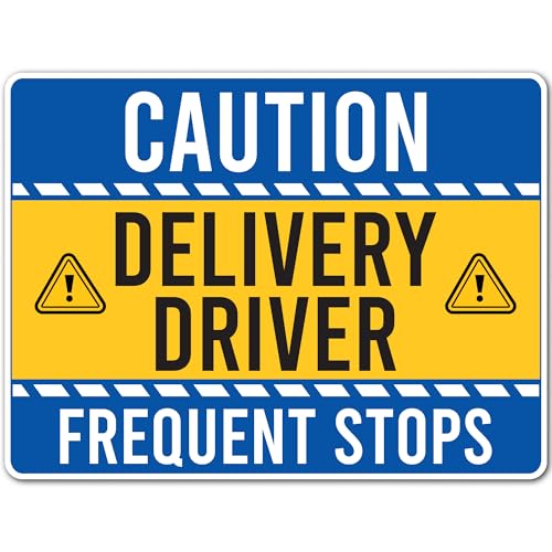 Image of Magnet Me Up 24 inch x 18 inch - Blue Caution Frequent Stops Delivery Driver Magnet for Car - Safety Warning Vehicle Magnetic Sign for Delivery Drivers, Weatherproof UV Printed Vinyl, Made in USA