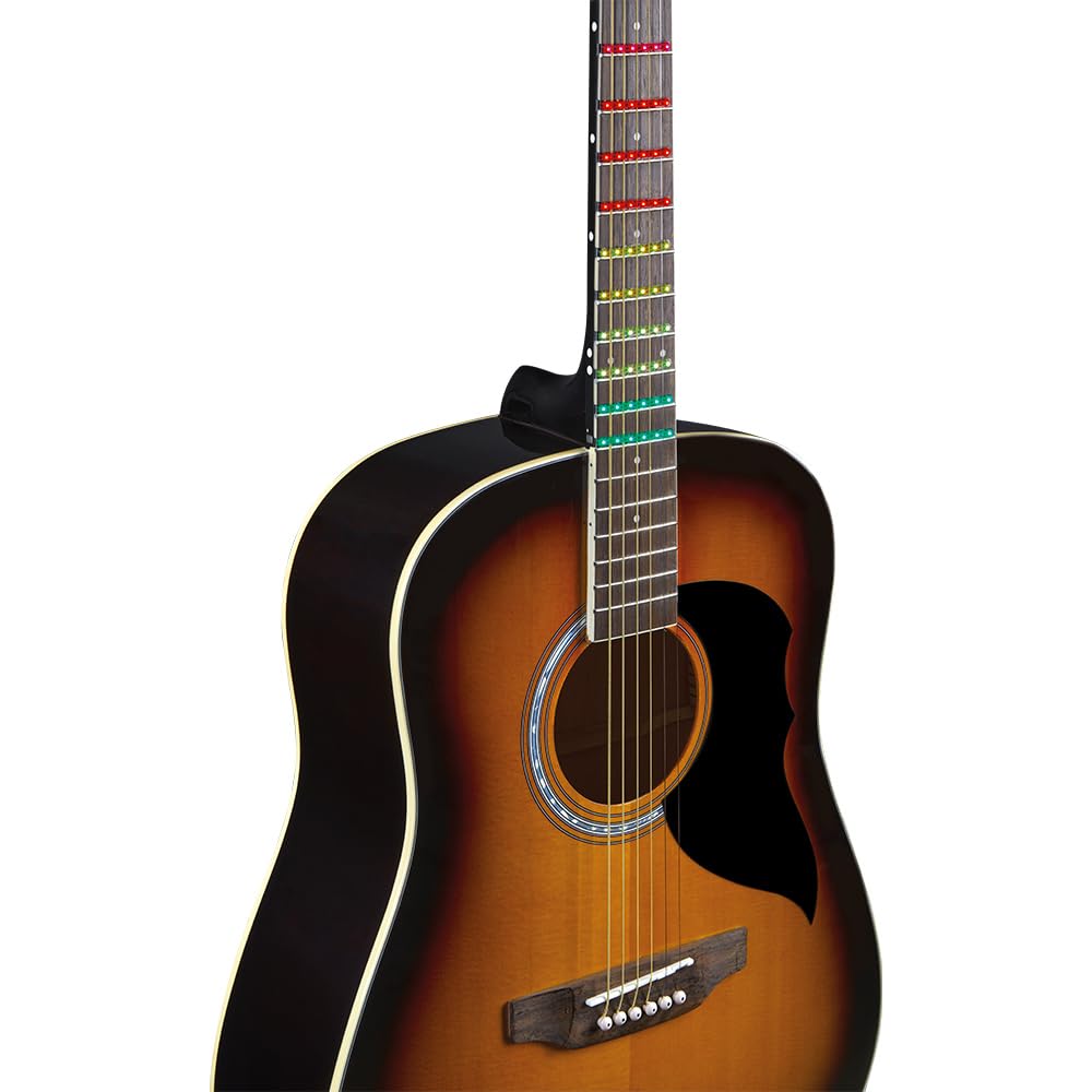 EKO GUITARS-RANGER BROWN VISUAL NOTE, Chitarra Acustica Dreadnought "Visual Note", Top in Abete, Fasce e Fondo in Linden, Lamina LED "Visual Note" che si interfaccia con l'APP, Colore Sunburst