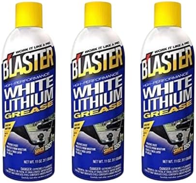B’laster White Lithium Grease Spray – High-Performance Lithium Grease Spray – Helps Protect Against Moisture & Oxidation - Reduces Friction & Leaves a Durable Lubricating Layer – 11oz (Case of 3)