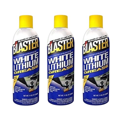 B’laster White Lithium Grease Spray – High-Performance Lithium Grease Spray – Helps Protect Against Moisture & Oxidation - Reduces Friction & Leaves a Durable Lubricating Layer – 11oz (Case of 3)