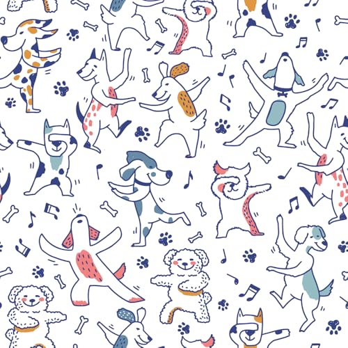 PROLEMIX Peel and Stick Wallpaper, Vintage Dog Design, Self-Adhesive, Removable, for Decorative Bedroom Bathroom Home Wall (17.3'x118')