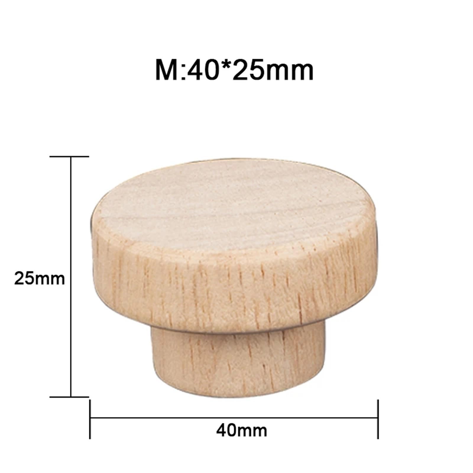 20 maniglie rotonde in legno naturale solido per armadietti, cassetti, fai da te, quadrate, in legno per armadio, credenza, porta, tira (M)