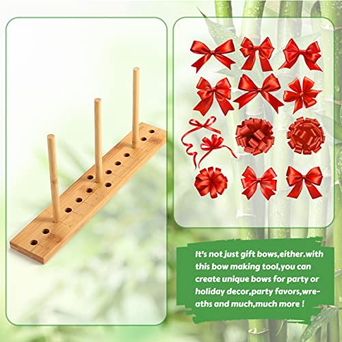 Ackitry Bamboo Extended Bow Maker for Ribbon for Wreaths, Ribbon Bow Maker with Twist Ties and Instructions for Creating Gift Bows, Hair Bows, Corsages, Christmas Holiday Wreaths, Various Crafts - Thumbnail 3